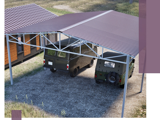 Двускатные навесы под ключ в Челябинске — изготовление и монтаж